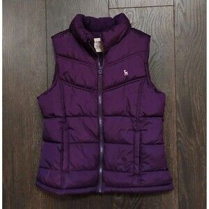 Old Navy Puffer Vest Size Girls Large 10-12 Purple Full Zip